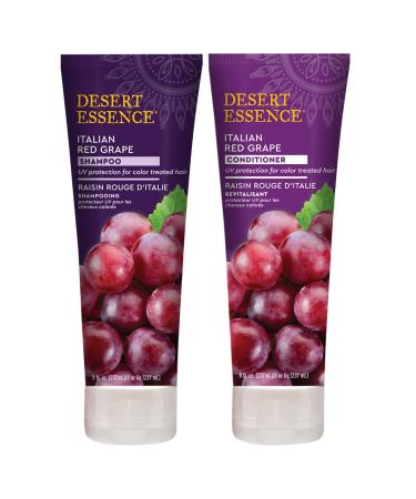 Desert Essence Italian Red Grape Shampoo & Conditioner Bundle - 8 Fl Ounce - Protection for Color Treated Hair - Antioxidant - Vitamin B5 - Natural - Protect Hair from UV Filters