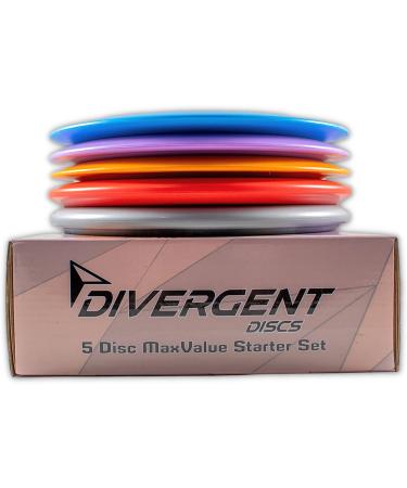Divergent Discs Beginner Disc Golf Set - 5 Discs Including Putter, Midrange, 2 Fairway Drivers, Distance Driver, and Mini Disc for Beginners - Buy Online on SooperMarket.com