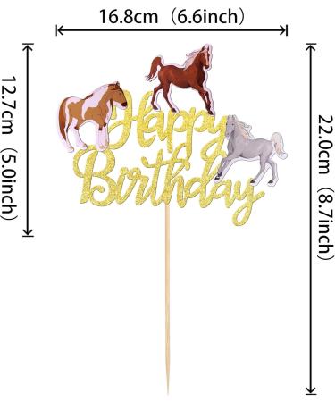 Gold Horse Birthday Cake Topper - Wild Animal Muffin Decoration for Baby Showers & Birthday Parties - Buy Online on SooperMarket.com