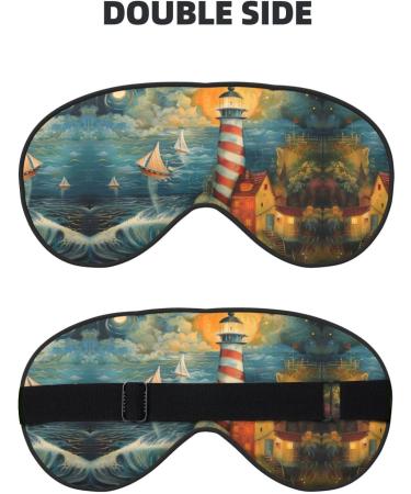 SSIMOO Seaside Lighthouse Soft Sleep Eye Mask | Breathable Eye Patch for Women | Perfect for Travel & Relaxation - Black - Buy Online on SooperMarket.com