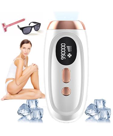 Laser Hair Removal With Cooling System at-Home IPL Hair Removal for Women Men Upgraded to 999 900 Flashes Permanent Hair Removal Device on Facial Legs Arms Bikini Line (White)