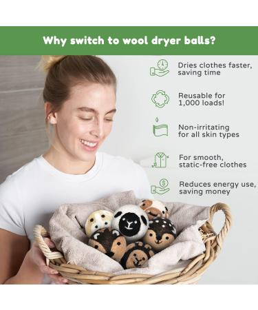 Wooly Heroes Dryer Balls - 100% Organic Wool - Eco-Friendly & Sustainable - Dry 1,000 Loads (Baby Cow & Friends) - Buy Online on SooperMarket.com