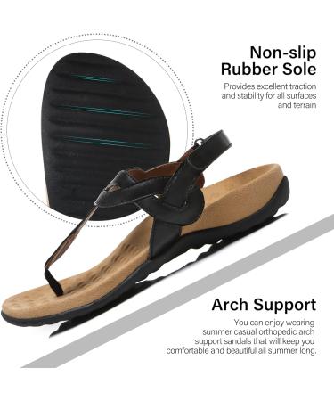 Women's Orthopedic Sandals with Arch Support - Athlefit Comfortable Orthotic Flip Flops in Black (Size 8.5) - Buy Online on SooperMarket.com