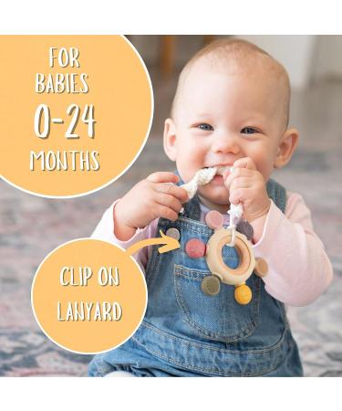 Organic Wooden & Silicone Baby Teething Toy Rings - Khaki (3+ Months) - Buy Online on SooperMarket.com