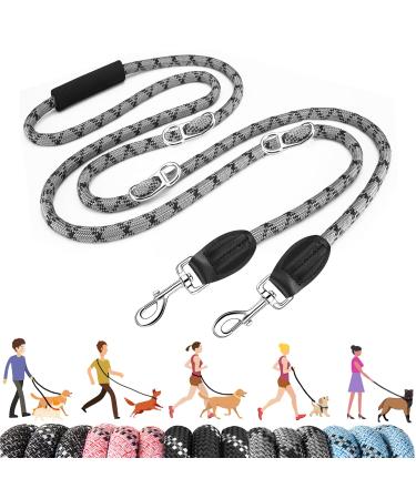 Eyien dog leash 3m for medium -sized to large dogs 8in1 drag line with 3 adjustable buckles and handles reflective double leash for 2 dogs - less than 100kg thickened freehand linen light gray