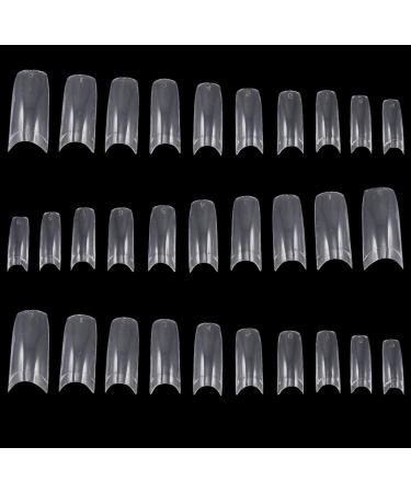 TRIXES French Clear Acrylic Nail Tips - 500 x Nail Extensions in Coffin and Square Shape for DIY Manicure and Gel Vanish - Transparent - Buy Online on SooperMarket.com