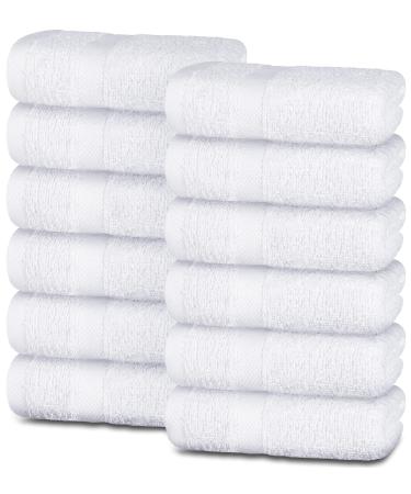 Wealuxe White Hand Towels for Bathroom 12 Pack 16x27 Inch, Cotton Hand Towel Bulk for Gym and Spa, Soft Extra Absorbent Quick Dry Terry Bath Towels
