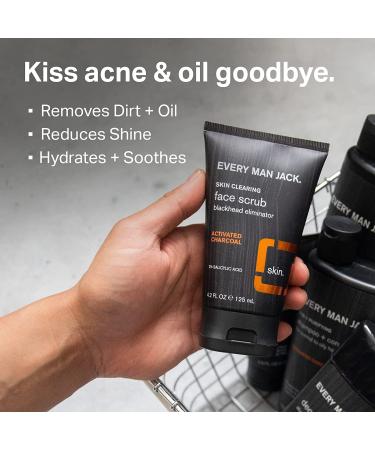 Every Man Jack Activated Charcoal Oil and Acne Defense Face Wash for Men - 5 oz Twin Pack with Salicylic Acid and Coconut Oil - Prevent Breakouts and Deeply Cleanse Pores - Buy Online on SooperMarket.com