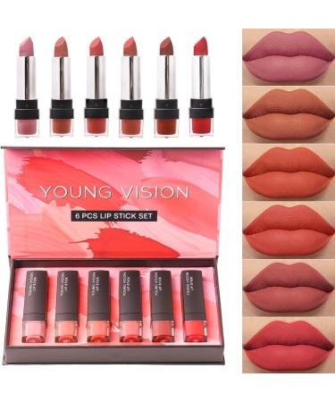 Hudhowk's 6-Part Sexy Lipstick Set | Long-Lasting Matte Velvet | Waterproof & Moisturizing | Non-Stick Lipsticks for All-Day Wear - Buy Online on SooperMarket.com