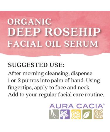 Aura Cacia Organic Deep Rosehip Facial Oil Serum with Geranium & Clary Sage - 1 fl oz - Buy Online on SooperMarket.com
