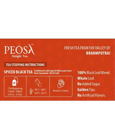 Peosa Delight Tea - ASSAM BLACK TEA MASALA SPICED CHAI GOLDEN TIP ORTHODOX 100% Cotton Tea Bag LOOSE LEAF TEA Cardamom|ginger|cinnamon|rose Hot & Iced CHAI TEA Latte 1.76Oz Each Box 20 Cups. - Buy Online on SooperMarket.com