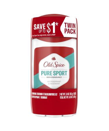Old Spice High Endurance Anti-Perspirant Deodorant for Men Pure Sport Scent 3.0 oz Twin Pack