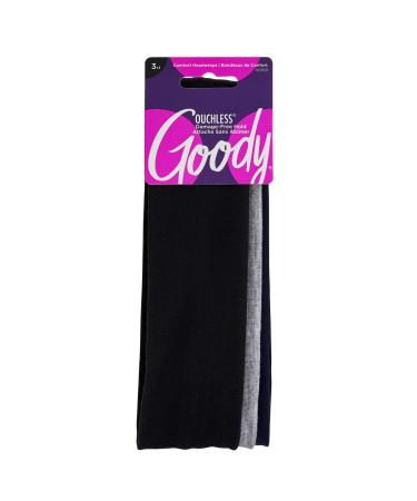 Goody Ouchless Comfort Headwraps - 3 Pack, Assorted - Made from Fabric that is Soft and Strong for a Comfortable Fit - for All Hair Types - Pain-Free Hair Accessories for Women and Girls