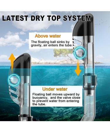 Bairuifu Dry Top Foldable Snorkel Mask Set - Anti-Fog 180 Panoramic View, Leak-Proof Design - Ideal Scuba Diving & Snorkeling Gear for Adults, Men, Women, Youth & Kids - Camera Mount Included (Black, Large) - Buy Online on SooperMarket.com