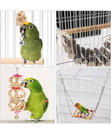 8 Pack Natural Wood Bell Bird Swing Toy for Parrots and Small Birds - Buy Online on SooperMarket.com