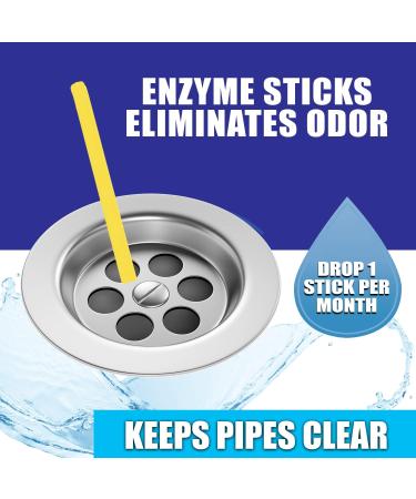 Sani 360 Sani Sticks Drain Cleaner and Deodorizer - 48 Count Lemon Scent | Non-Toxic Enzyme Formula for Odor Elimination and Clog Prevention | Septic Tank Safe - Buy Online on SooperMarket.com