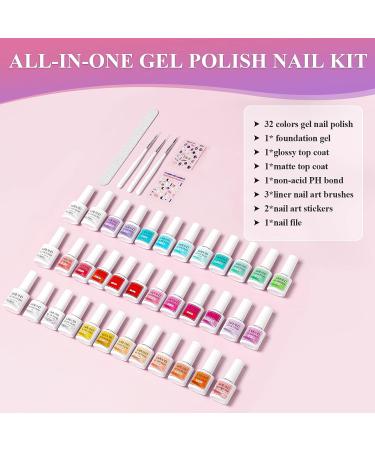 SAVILAND 42PCS Gel Nail Polish Kit - 32 Colors 7.5ML Set with Bases, Glossy & Matte Top Coats - Summer Gel Manicure DIY Gift - Buy Online on SooperMarket.com