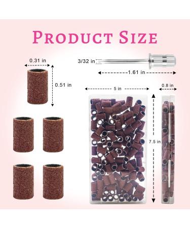 100Pcs 80Grit Nail Sanding Bands with 3/32 Nail Drill Bit - Professional Nail Drill Accessories for Hard Gel and Acrylic Nail Shaping - Boxed Brown - Buy Online on SooperMarket.com
