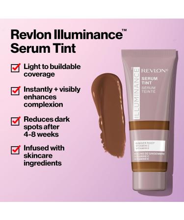 Revlon Illuminance Tinted Serum Triple Hyaluronic Acid Evens Out Skin Tone Over Time and Hydrates All Day 409 Brulee 0.94 fl oz/ 28ml - Buy Online on SooperMarket.com
