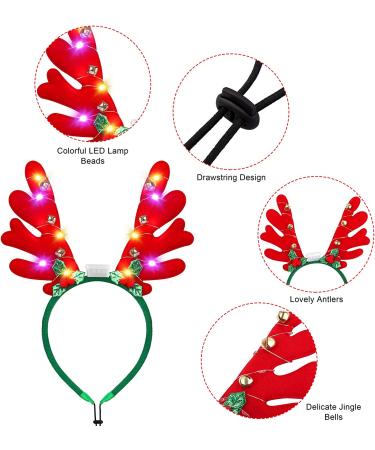 Pedgot 3 Pieces Light up Pet Christmas Headbands LED Pet Xmas Reindeer Antler Headbands for Christmas Holiday Supplies Accessory - Buy Online on SooperMarket.com