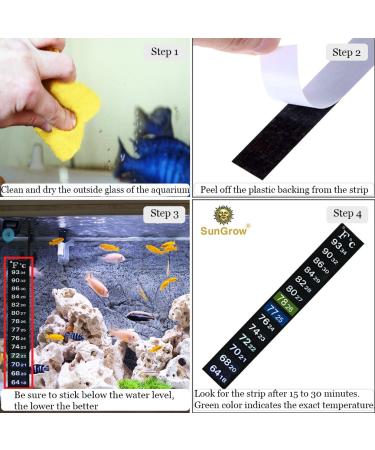 SunGrow Aquarium Sticker Thermometer - Precise Temperature Measurement for Fish, Shrimps & Turtles - Easy Peel & Stick Installation - 2 Color Indicators - Buy Online on SooperMarket.com