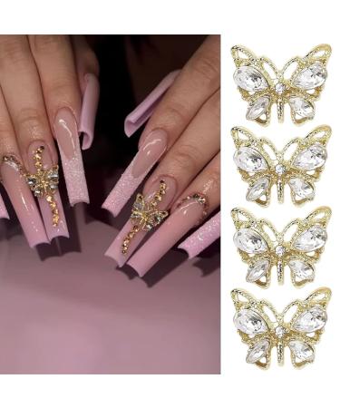 10 PCS 3D Metal Butterfly Nail Charms with Diamonds - Gold/Silver Rhinestone Nail Art Decoration - DIY Alloy Jewelry Accessories - Buy Online on SooperMarket.com