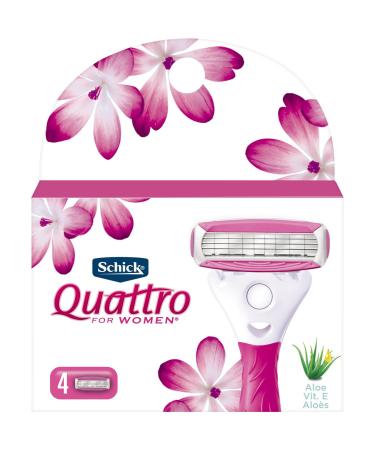 Schick Quattro for Women 4 Blade Razor Refills, Pack of 4 4 Count (Pack of 1)