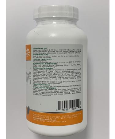 Benemax Vitamin D3 2500 IU For Healthy Bones Teeth and Helps Prevent Vitamin D Deficiency Plant Based & Vegan 180 Day Supply - Buy Online on SooperMarket.com
