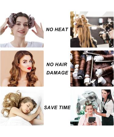KEYRI 2PCS Heatless Hair Curler Heatless Curling Set Heatless Curlers Headband with Hairnet No Heat Hair Curlers for Long/Medium Hair Sleeping Overnight Lazy Curlers DIY Hair Styling Tools (Champagne) - Buy Online on SooperMarket.com