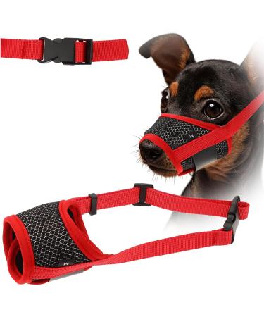 Shop Wllhyf Soft Nylon Dog Muzzle | Breathable & Comfortable Biting Chew Prevention | Adjustable Muzzle for Small Dogs (Red M) - Buy Online on SooperMarket.com