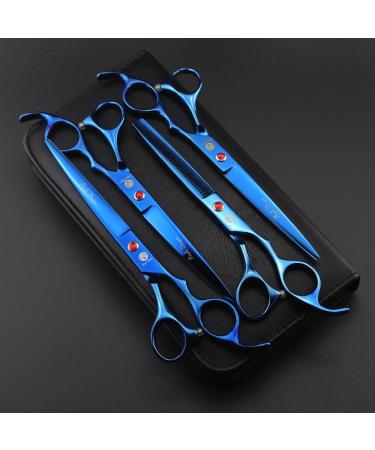 Purple Dragon PS02 Professional 7.0 inch 4PCS Pet Grooming Scissors Kit Japan Premium Steel Straight & Curved & Thinning Blade Dog Hair Cutting Shears Set with Case Blue - Buy Online on SooperMarket.com