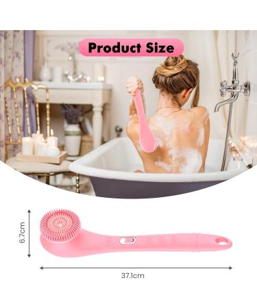 SUUWEE Electric Silicone Body Brush Set with 3 Heads | USB Rechargeable Shower Scrubber for Deep Cleaning | Long Handle for Women Men | Pink - Buy Online on SooperMarket.com