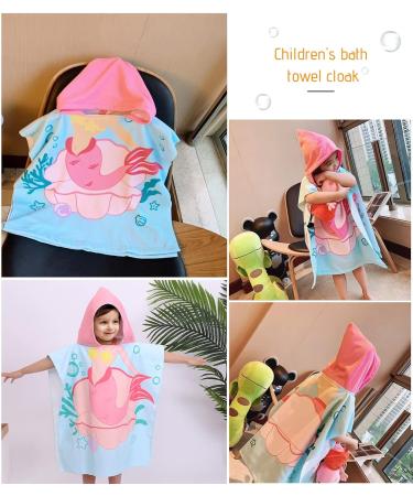 Supgomax Mermaid Hooded Bathing Poncho | Cartoon Children's Beach Towel | Absorbent Baby Bath Towel for Swimming & Shower - Buy Online on SooperMarket.com