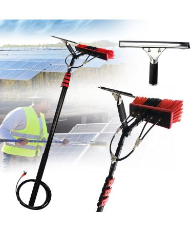 Window Cleaning Pole Water Fed Telescopic Brush Extendable Cleaner Conservatory Roof Angle Adjustable Band Scraper Window Cleaning Photovoltaic Panel Cleaning Brushing 5.4M/18FT 35cm Brush Head 8M/27FT