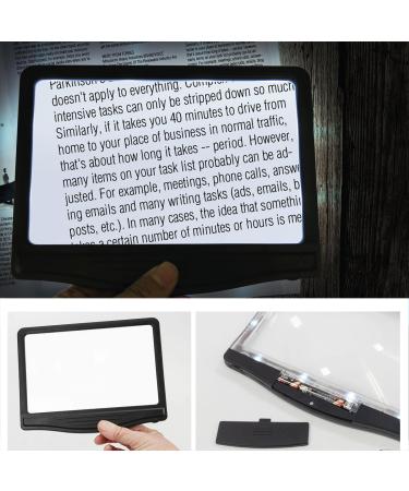 4X Large Ultra Bright LED Page Magnifier - Handheld Magnifier for Reading Seniors and Low Eyesight Person for Reading Small Fonts & Low Vision Seniors (Black) - Buy Online on SooperMarket.com
