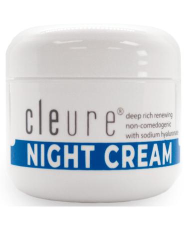 Cleure Hyaluronic Acid & Shea Butter Anti-Aging Night Cream for Sensitive Skin  Gluten  Salicylate  Paraben & Fragrance Free (2 oz  Pack of 1) 2 Ounce (Pack of 1)