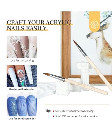 Saviland 4PCS Kolinsky Acrylic Nail Brush Set - Sizes 4/8/12/16 for Acrylic Application & Extensions - Professional Acrylic Powder Brushes for 3D Nail Art DIY - Buy Online on SooperMarket.com