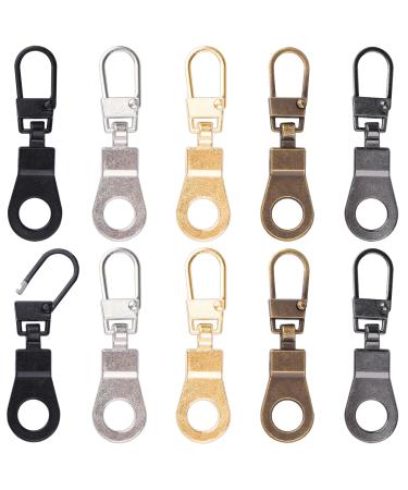 10 pieces of zipper zipper removable zipper tabs replacement zipper slider for repair zipper luggage jackets backpacks (5 colors)