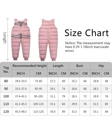 Happy Cherry Baby Winter Pants - Newborn Boys Girls Overall Ski Trousers - Infant Warm Snow Bib Pant - Toddler Windproof Padded Snowsuit Bottoms - Elastic Waist Zipper Outerwear - Pink (Size 90) - Buy Online on SooperMarket.com