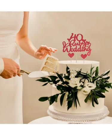 1 Pc 40th Anniversary Cake Toppers Ruby Wedding Cake Toppers with 14Pcs Heart Cake Decorations Toppers Red 40th Wedding Anniversary Cake Decorations Glitter Cake Topper for Celebration Party Supplies - Buy Online on SooperMarket.com