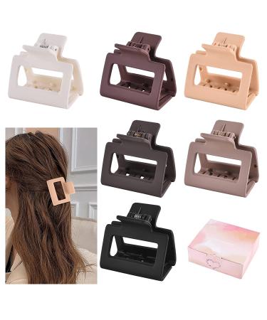 12 Pcs Rectangle Hair Clips Set for Women and Girls - Includes 6 Large Claw Clips for Thick Hair and 6 Small Claw Clips for Thin Hair - Buy Online on SooperMarket.com