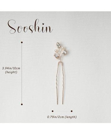 Sooshin 6-Piece Bridal Hair Pins Set - Pearl and Rhinestone Wedding Hair Accessories - Rose Gold Crystal Hair Pins for Brides and Bridesmaids - Buy Online on SooperMarket.com