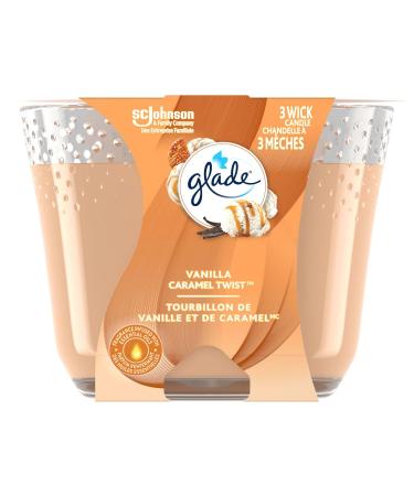 Glade Scented Candle Vanilla Caramel Twist Air Freshener Infused with Essential Oils 3-Wick Candle 1 Count