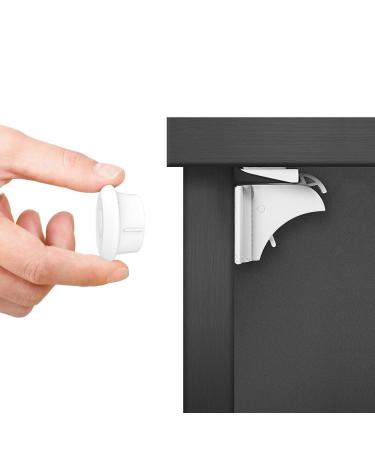 Dokon Child Safety Magnetic Cupboard Locks (10 Locks + 2 Keys) No Tools Or Screws Needed Baby Safety Locks for Cabinets and Drawers White