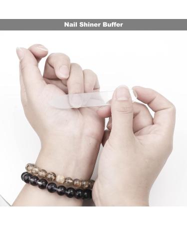 Glamne Glass Nail File Set with Cuticle Pusher Stick & Case - Nail Buffer Shiner for Natural Nails - Buy Online on SooperMarket.com
