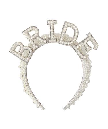 Pearl Bride Headband  Bride To Be Headband Bachelorette Party Decorations  Bridal Headband Wide Pearl Headband  Bride Headpiece Bride Hair Accessories for Women Girls Bridal Shower Bride To Be Gifts
