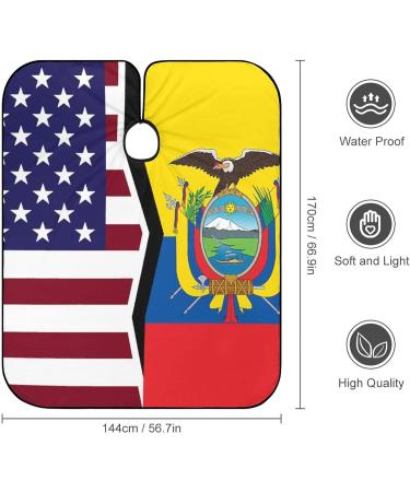 American & Ecuador Flag Barber Cape - Adult Haircut Apron for Home Salon & Barbershop | Premium Quality Hairdressing Cape - Buy Online on SooperMarket.com