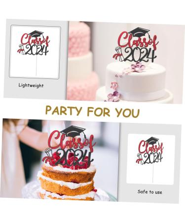 Warmhm 10 Sets Cake Insert Decor Party Supplies Graduation Cake Toppers Graduation Cupcake Topper Cake Picks Grad Cupcake Toppers European and American Plug-in Red Paper Redx2pcs 16.00X13.00X0.10CMx2pcs - Buy Online on SooperMarket.com