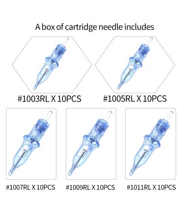50PCS Mixed-pack Tattoo Cartridge Needles - #1003RL+05RL+07RL+09RL+11RL - 10Pcs Each - Disposable Round Liner #10 RL - Buy Online on SooperMarket.com