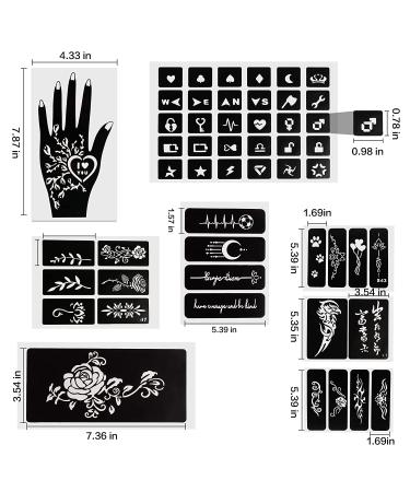 Qullue Henna Tattoo Stencils Kit II - Self-Adhesive Hand Mold for Women, Girls, and Teens - DIY Body Art Stencils with Flowers and Motifs - Buy Online on SooperMarket.com